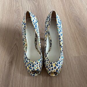 ALDO Women's US 7 EU 38 Multicolor Floral Peep-Toe Heels Stiletto